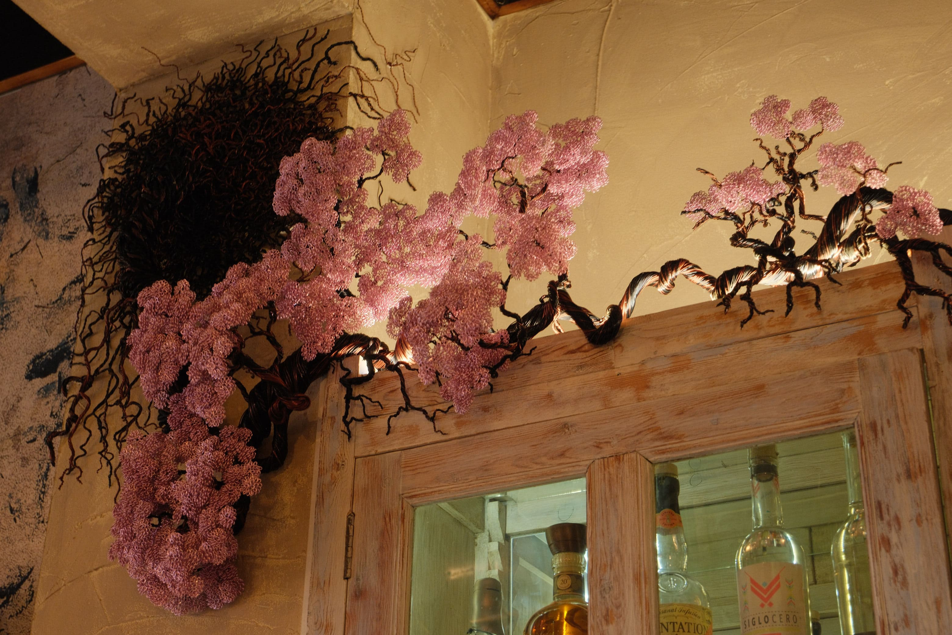 imagen de bonsai hojas rosas